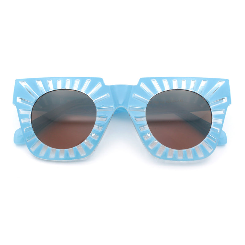 Womens Art Nouveau Deco Thick Plastic Horn Rectangle Sunglasses