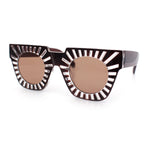 Womens Art Nouveau Deco Thick Plastic Horn Rectangle Sunglasses