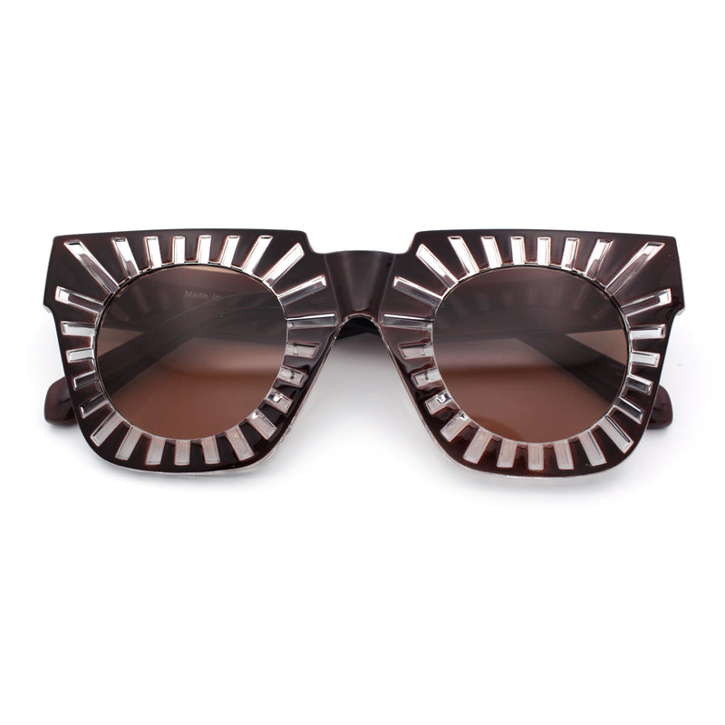 Womens Art Nouveau Deco Thick Plastic Horn Rectangle Sunglasses