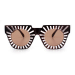 Womens Art Nouveau Deco Thick Plastic Horn Rectangle Sunglasses