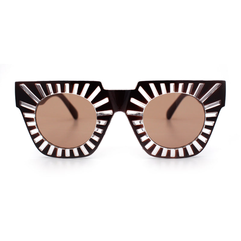Womens Art Nouveau Deco Thick Plastic Horn Rectangle Sunglasses