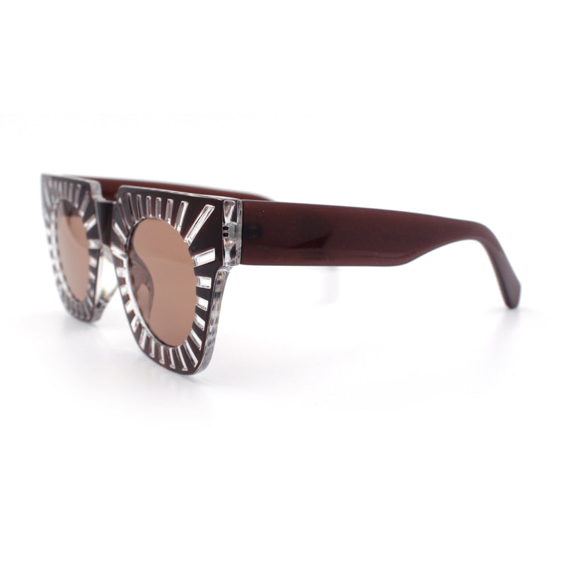 Womens Art Nouveau Deco Thick Plastic Horn Rectangle Sunglasses