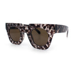Womens Art Nouveau Deco Thick Plastic Horn Rectangle Sunglasses