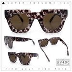 Womens Art Nouveau Deco Thick Plastic Horn Rectangle Sunglasses