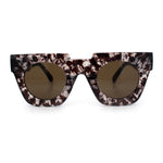 Womens Art Nouveau Deco Thick Plastic Horn Rectangle Sunglasses