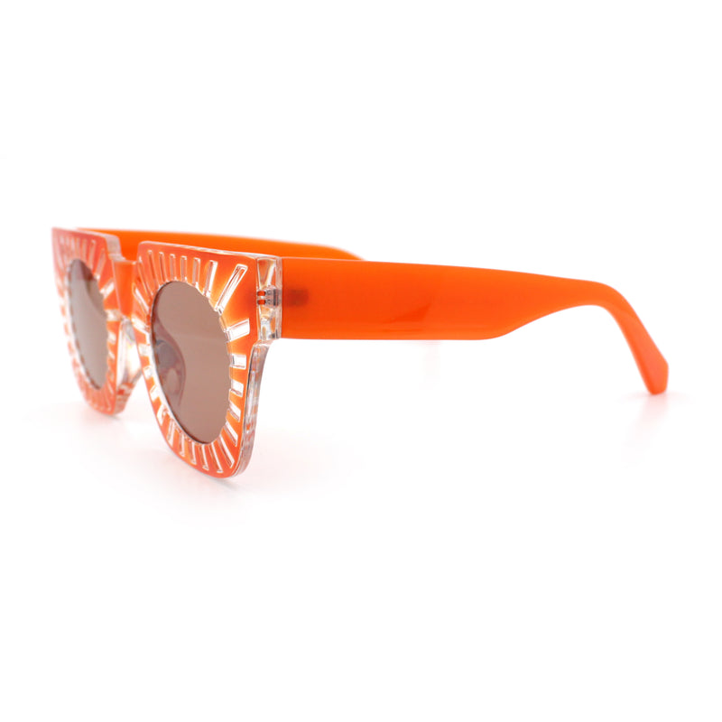 Womens Art Nouveau Deco Thick Plastic Horn Rectangle Sunglasses