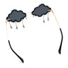 Womens Rimless Rhinestone Cloud Shape Raindrop Tassel Sunglasses