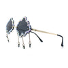 Womens Rimless Rhinestone Cloud Shape Raindrop Tassel Sunglasses