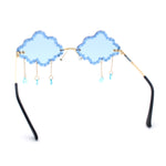Womens Rimless Rhinestone Cloud Shape Raindrop Tassel Sunglasses