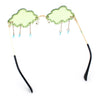 Womens Rimless Rhinestone Cloud Shape Raindrop Tassel Sunglasses