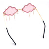 Womens Rimless Rhinestone Cloud Shape Raindrop Tassel Sunglasses