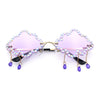 Womens Rimless Rhinestone Cloud Shape Raindrop Tassel Sunglasses