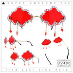 Womens Rimless Rhinestone Cloud Shape Raindrop Tassel Sunglasses