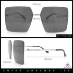 90s Classic Curved Wrap Lens Rectangle Plastic Luxury Fashion Sunglasses All Black