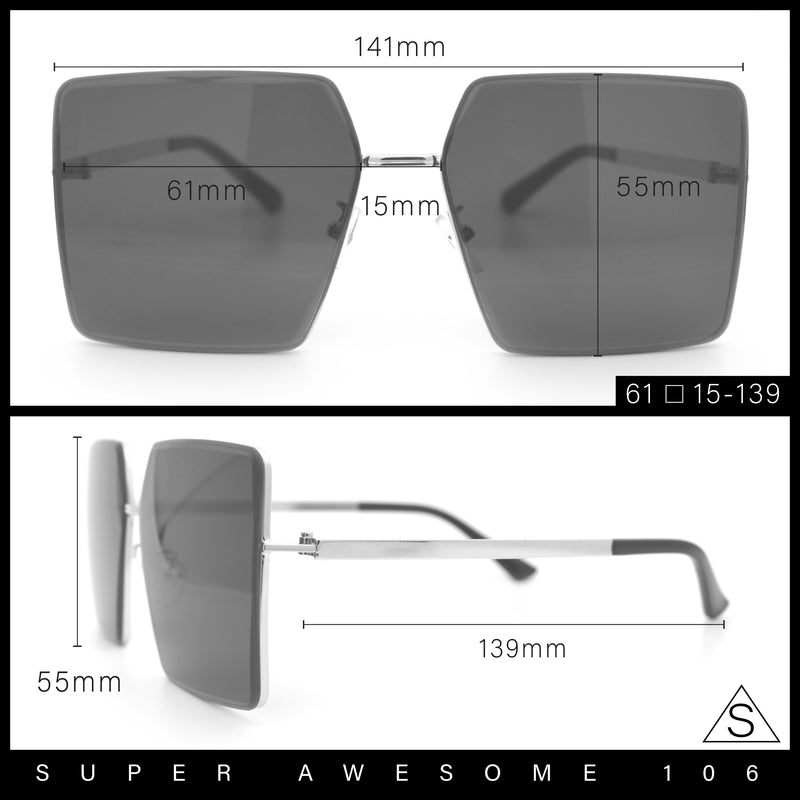 90s Classic Curved Wrap Lens Rectangle Plastic Luxury Fashion Sunglasses All Black