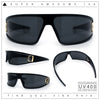 90s Classic Curved Wrap Lens Rectangle Plastic Luxury Fashion Sunglasses All Black
