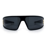 90s Classic Curved Wrap Lens Rectangle Plastic Luxury Fashion Sunglasses All Black