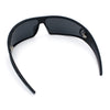 90s Classic Curved Wrap Lens Rectangle Plastic Luxury Fashion Sunglasses All Black