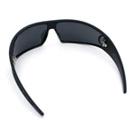 90s Classic Curved Wrap Lens Rectangle Plastic Luxury Fashion Sunglasses All Black