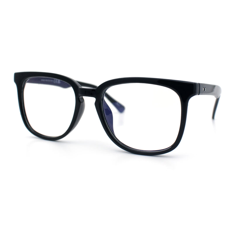 Nerdy Thin Keyhole Horn Rim Plastic Hipster Blue Light Filter Computer Glasses