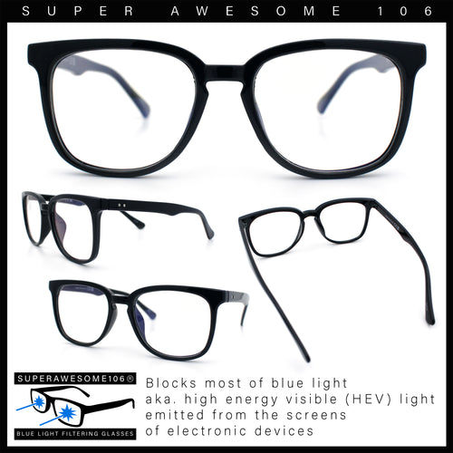Nerdy Thin Keyhole Horn Rim Plastic Hipster Blue Light Filter Computer Glasses