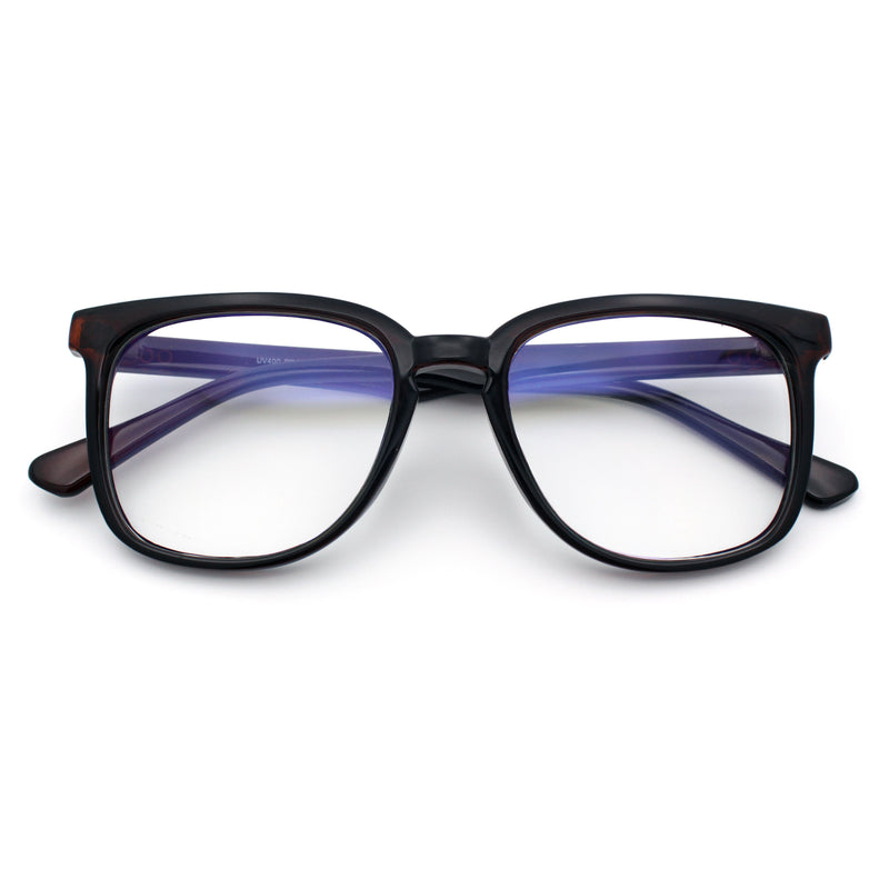 Nerdy Thin Keyhole Horn Rim Plastic Hipster Blue Light Filter Computer Glasses