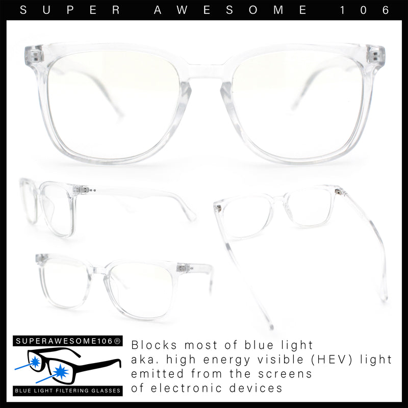 Nerdy Thin Keyhole Horn Rim Plastic Hipster Blue Light Filter Computer Glasses