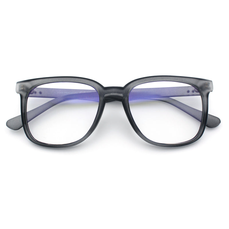 Nerdy Thin Keyhole Horn Rim Plastic Hipster Blue Light Filter Computer Glasses