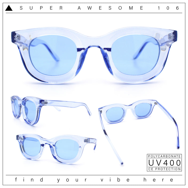 Cute Retro Super Thick Bevel Horn Rim Round Nerdy Hipster Sunglasses