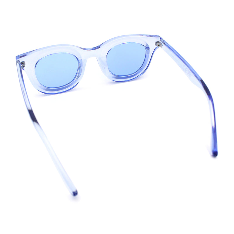 Cute Retro Super Thick Bevel Horn Rim Round Nerdy Hipster Sunglasses