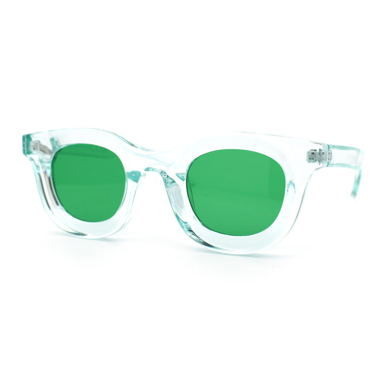 Cute Retro Super Thick Bevel Horn Rim Round Nerdy Hipster Sunglasses