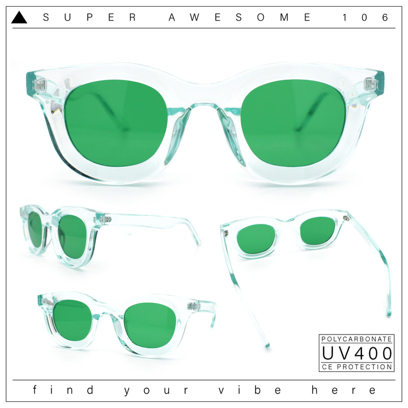 Cute Retro Super Thick Bevel Horn Rim Round Nerdy Hipster Sunglasses
