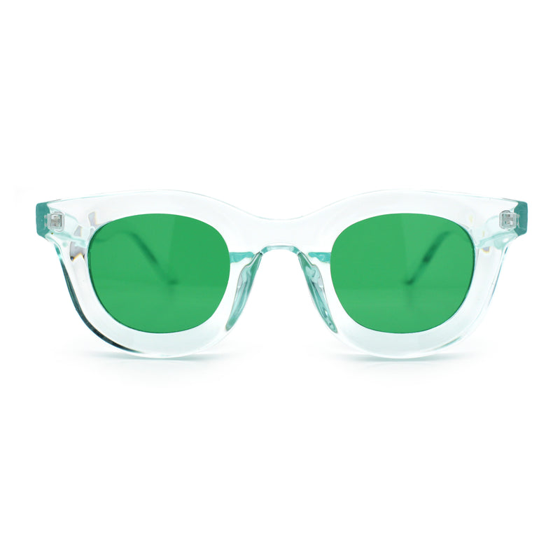 Cute Retro Super Thick Bevel Horn Rim Round Nerdy Hipster Sunglasses