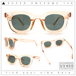 Cute Retro Super Thick Bevel Horn Rim Round Nerdy Hipster Sunglasses