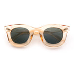 Cute Retro Super Thick Bevel Horn Rim Round Nerdy Hipster Sunglasses