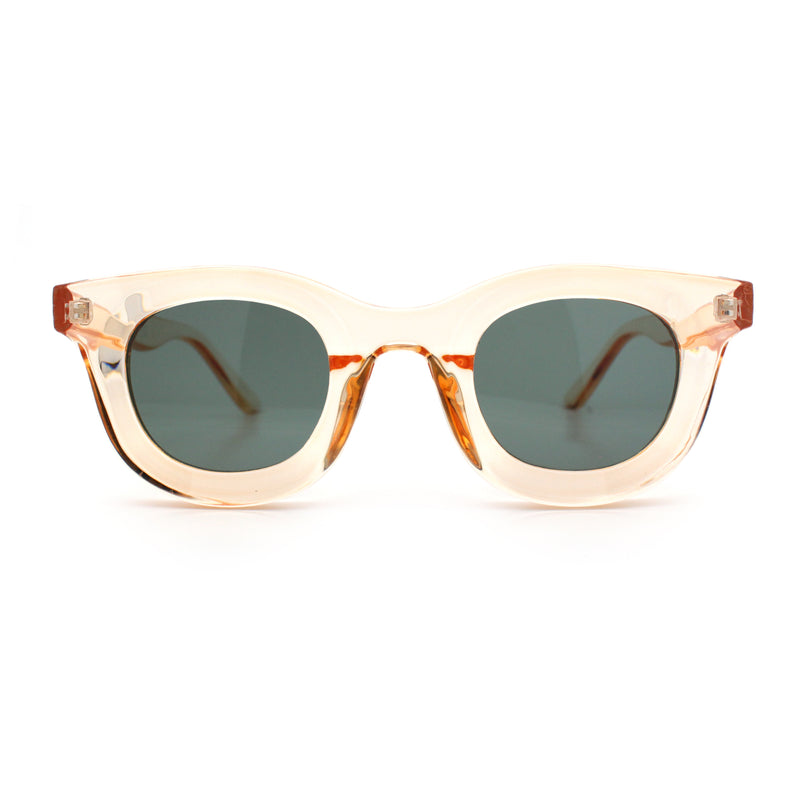 Cute Retro Super Thick Bevel Horn Rim Round Nerdy Hipster Sunglasses