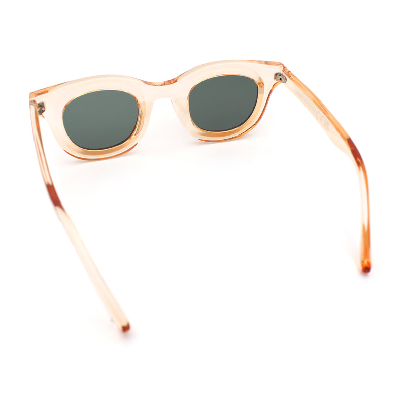 Cute Retro Super Thick Bevel Horn Rim Round Nerdy Hipster Sunglasses