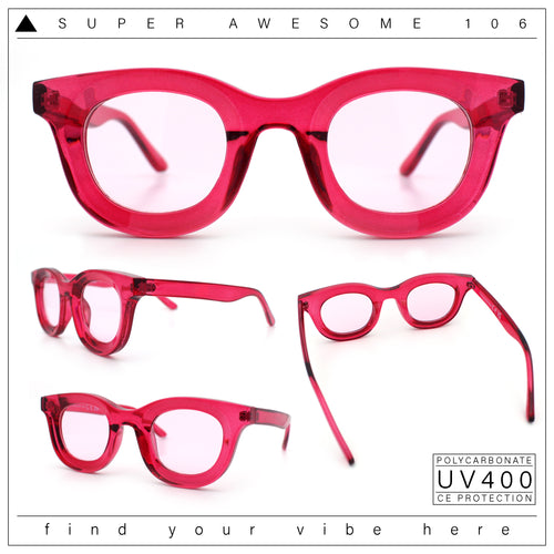 Cute Retro Super Thick Bevel Horn Rim Round Nerdy Hipster Sunglasses