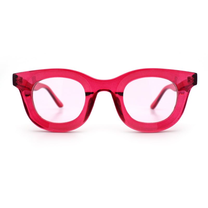 Cute Retro Super Thick Bevel Horn Rim Round Nerdy Hipster Sunglasses