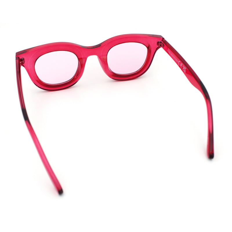 Cute Retro Super Thick Bevel Horn Rim Round Nerdy Hipster Sunglasses