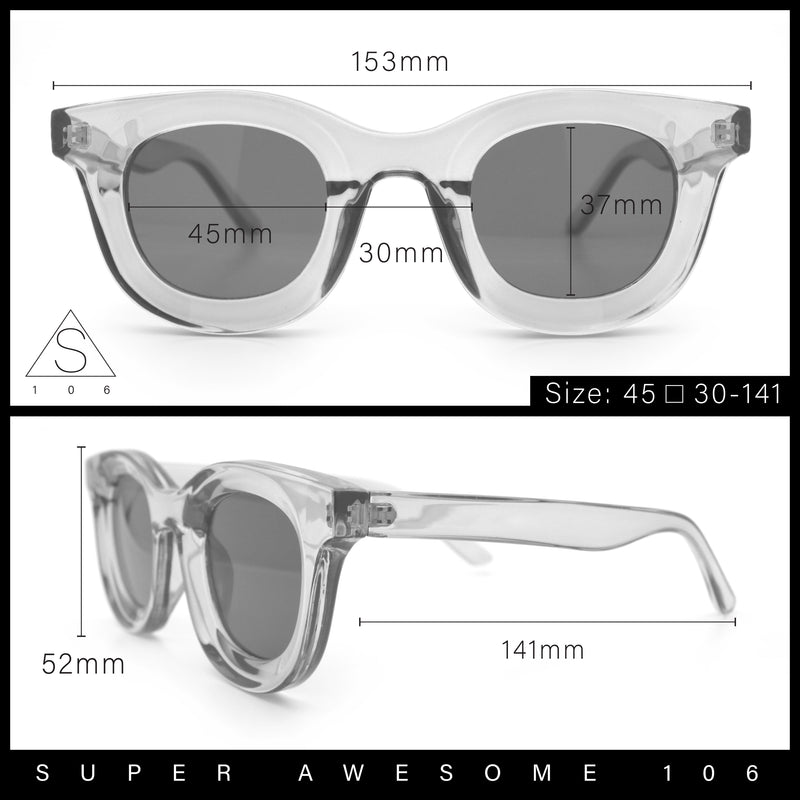 Cute Retro Super Thick Bevel Horn Rim Round Nerdy Hipster Sunglasses