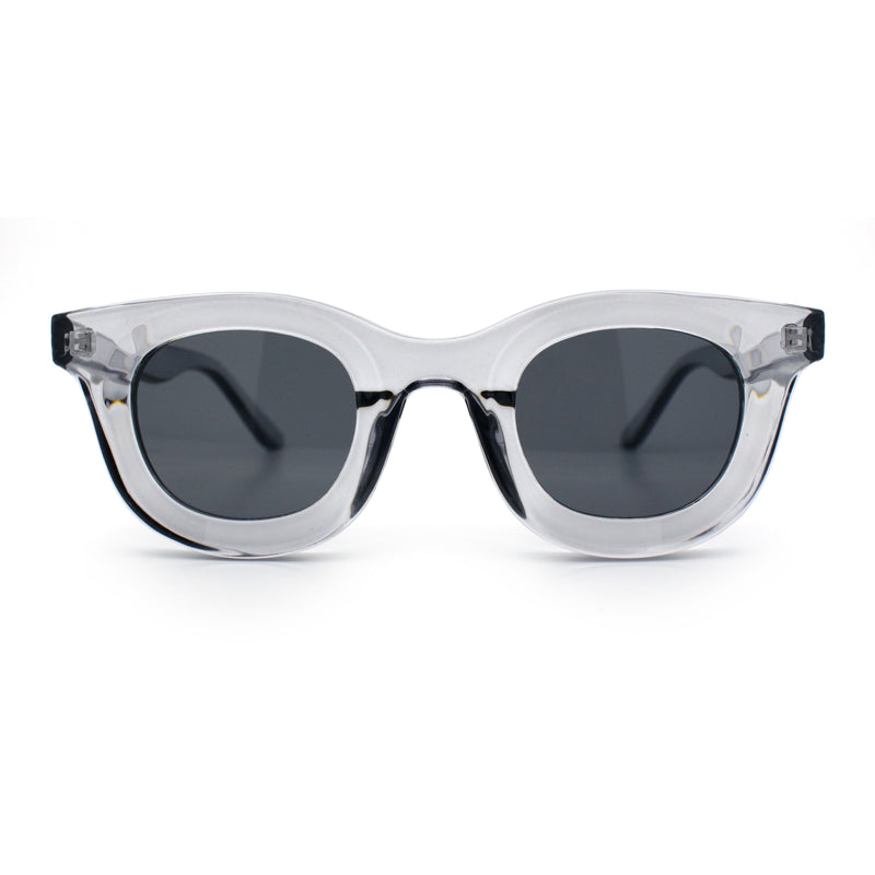 Cute Retro Super Thick Bevel Horn Rim Round Nerdy Hipster Sunglasses