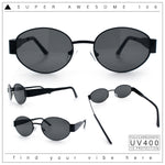 Classic 90s Oval Metal Rim Thick Mid Temple Fashion Sunglasses