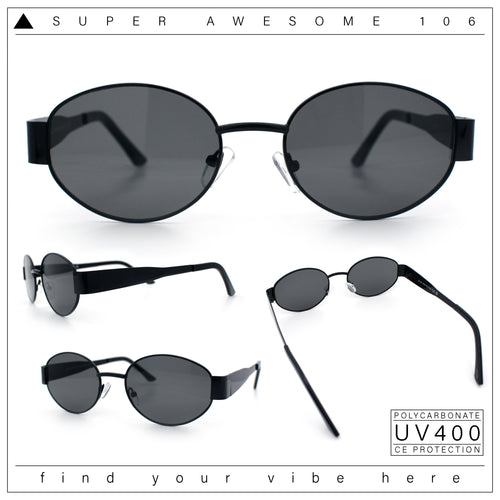 Classic 90s Oval Metal Rim Thick Mid Temple Fashion Sunglasses