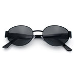 Classic 90s Oval Metal Rim Thick Mid Temple Fashion Sunglasses