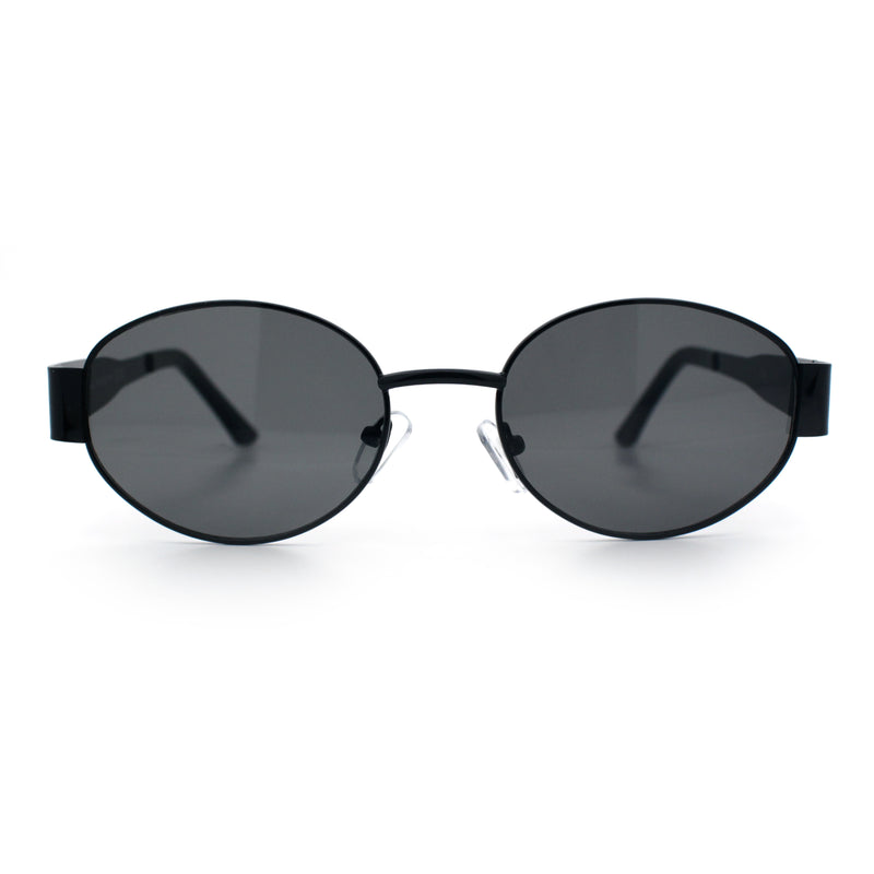 Classic 90s Oval Metal Rim Thick Mid Temple Fashion Sunglasses