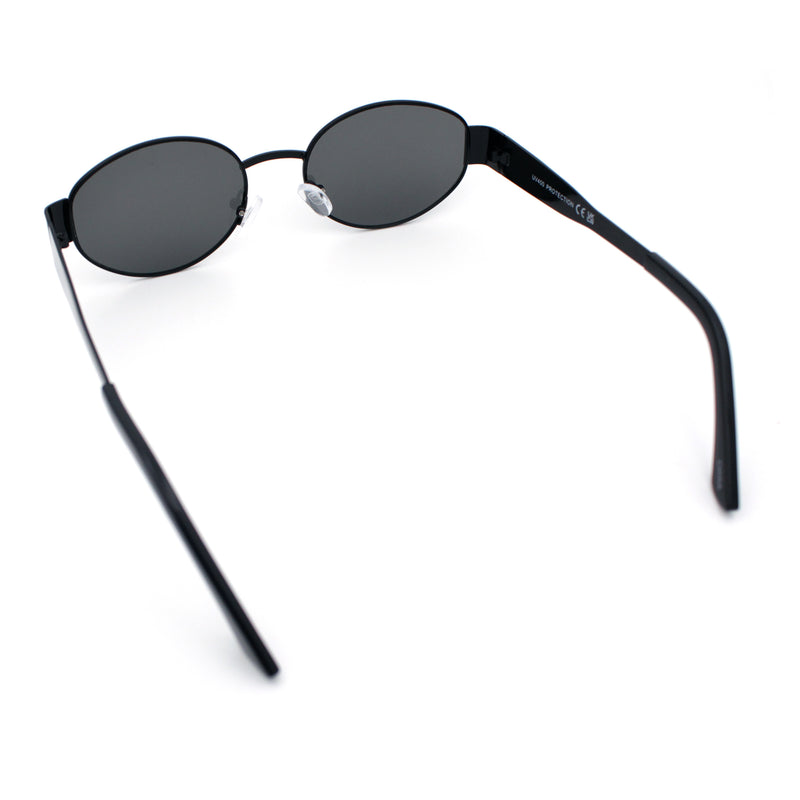 Classic 90s Oval Metal Rim Thick Mid Temple Fashion Sunglasses
