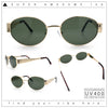 Classic 90s Oval Metal Rim Thick Mid Temple Fashion Sunglasses