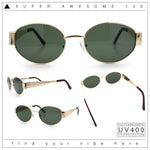 Classic 90s Oval Metal Rim Thick Mid Temple Fashion Sunglasses