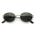 Classic 90s Oval Metal Rim Thick Mid Temple Fashion Sunglasses
